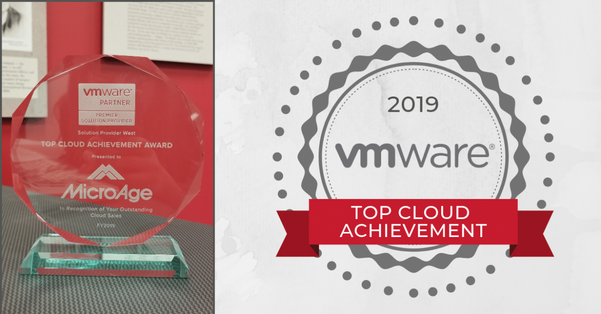 Photo of the VMware Top Cloud Achievement Award presented to MicroAge