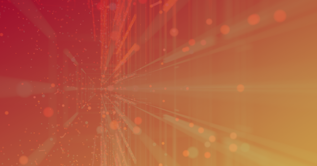 Abstract background with red and orange gradient, featuring glowing dots and lines