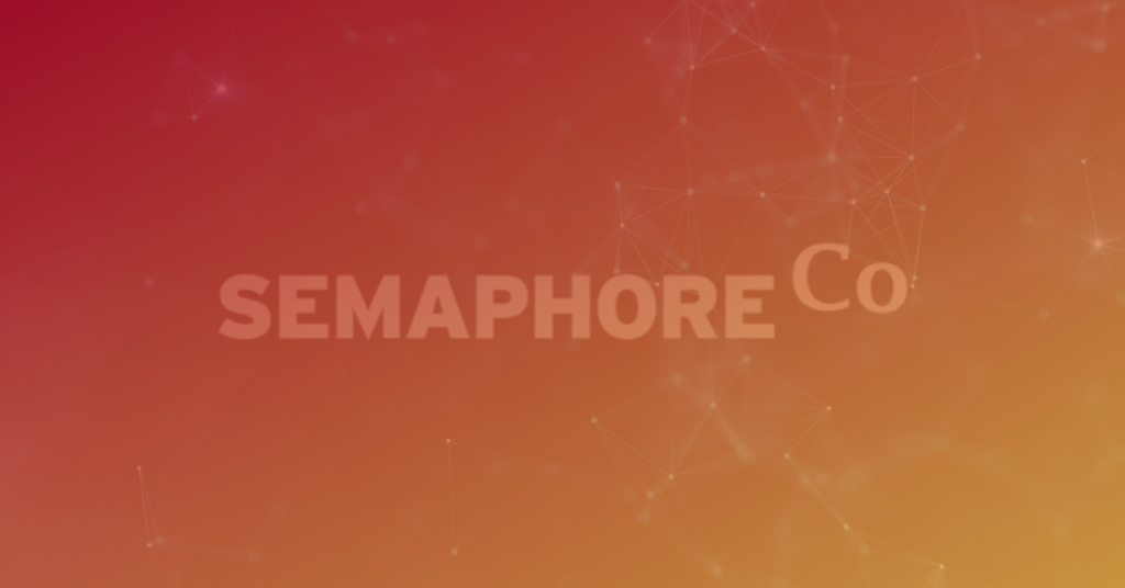 Semaphore Co logo on red-orange gradient background with connecting lines