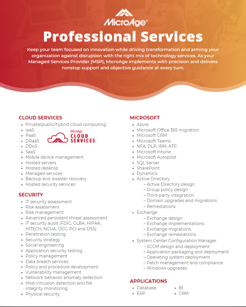 MicroAge Professional Services Brochure | MicroAge