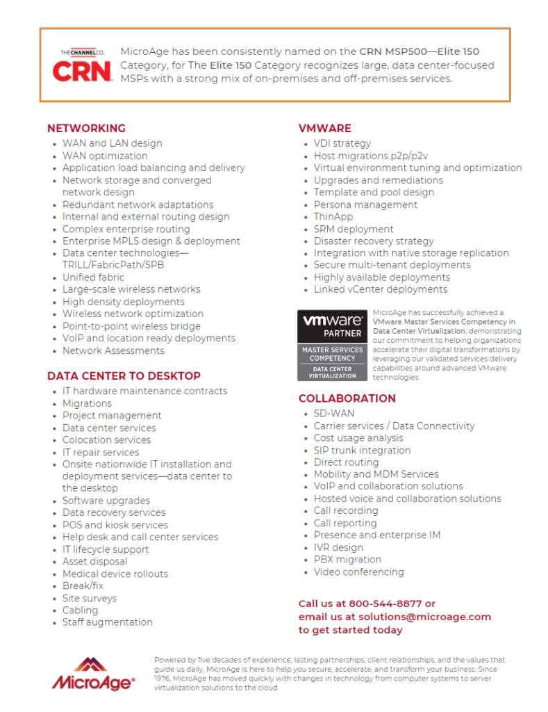 MicroAge Professional Services Brochure | MicroAge