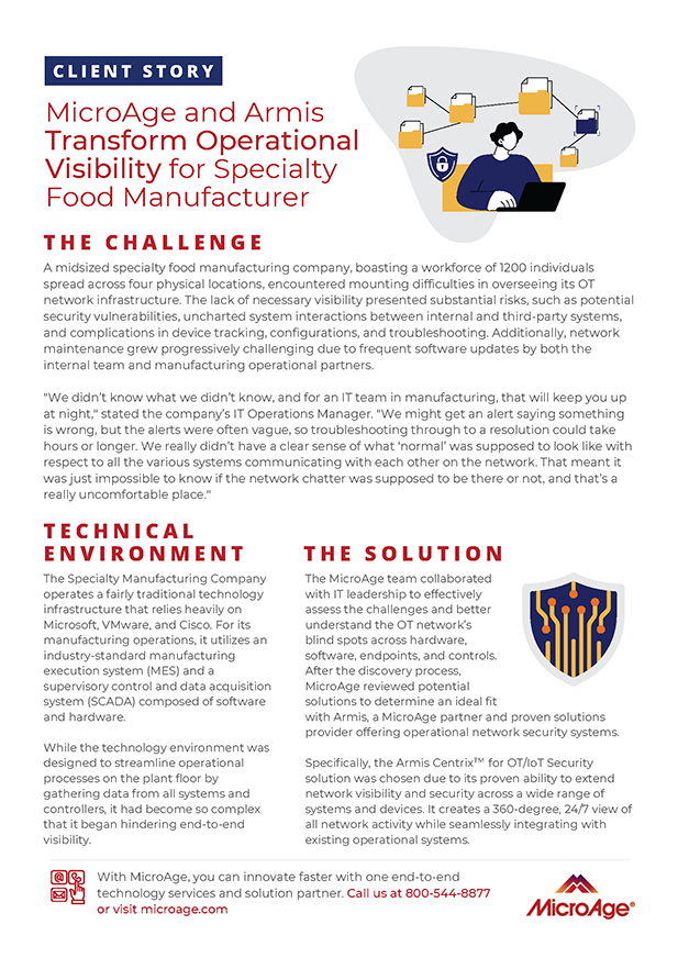MicroAge Specialty Food Manufacturer Operational Visibility Client Story