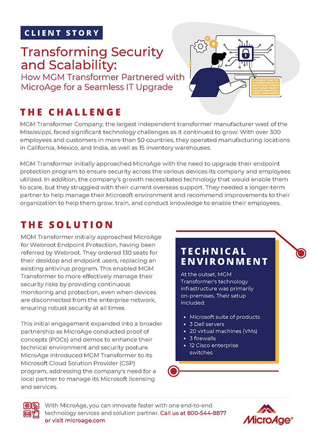 Transforming Security and Scalability: How MGM Transformer Partnered with MicroAge for a Seamless IT Upgrade